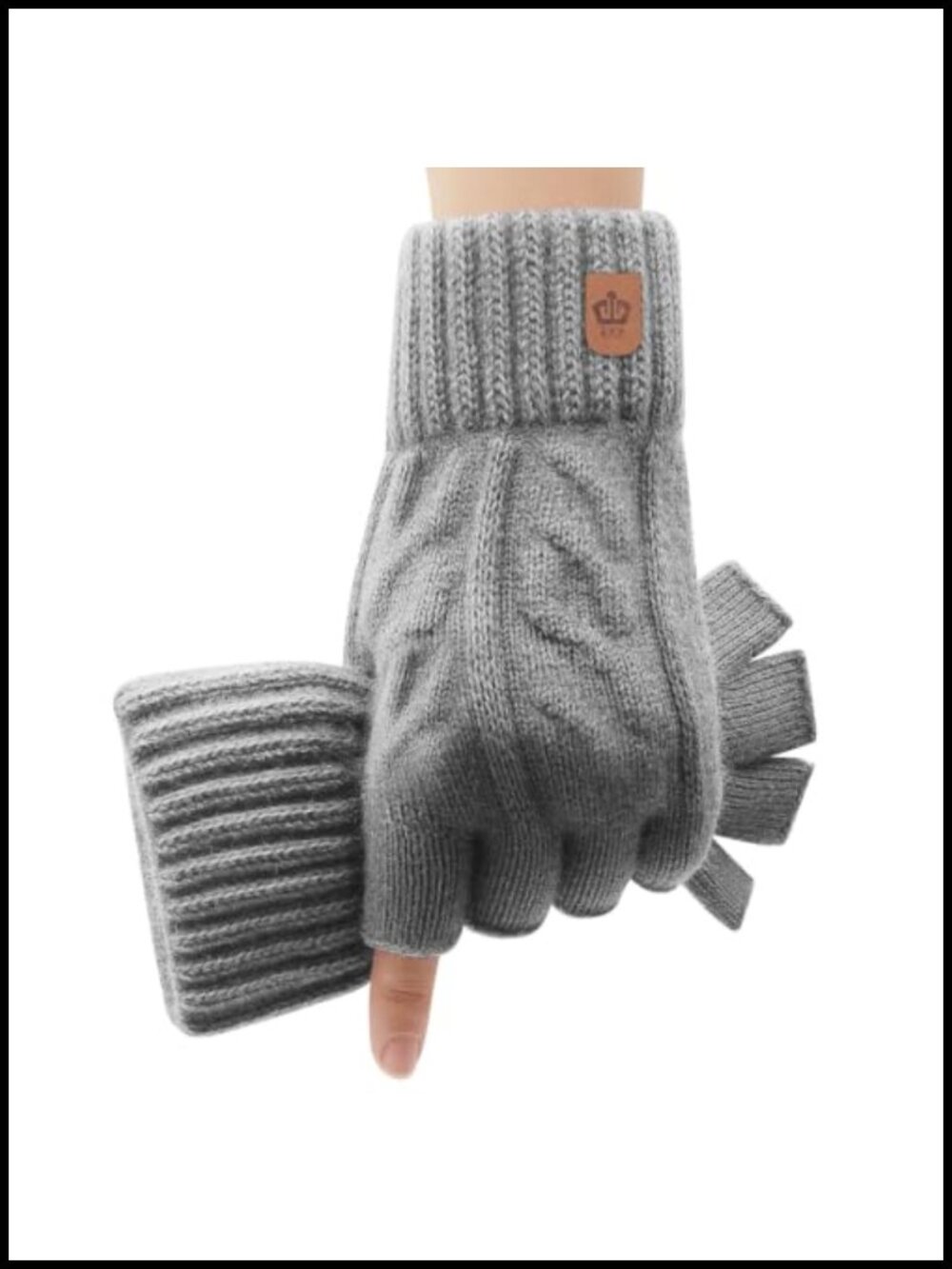 Fingerless Winter Gloves Wool Acrylic Knitted Stretchy Half Finger for Running